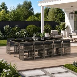 Premium 11-Piece Garden Dining Set with Grey Poly Rattan