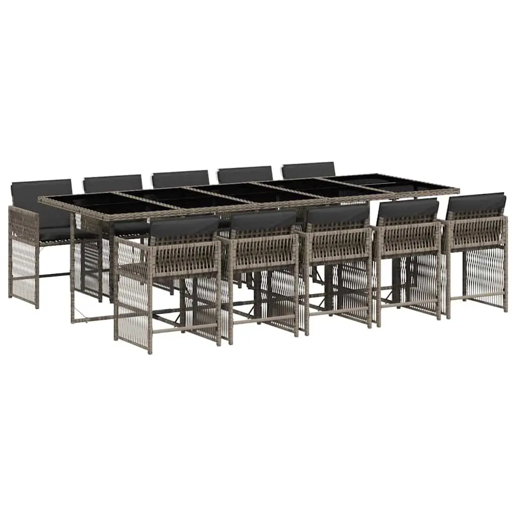 11-Piece Garden Dining Set with Grey Poly Rattan
