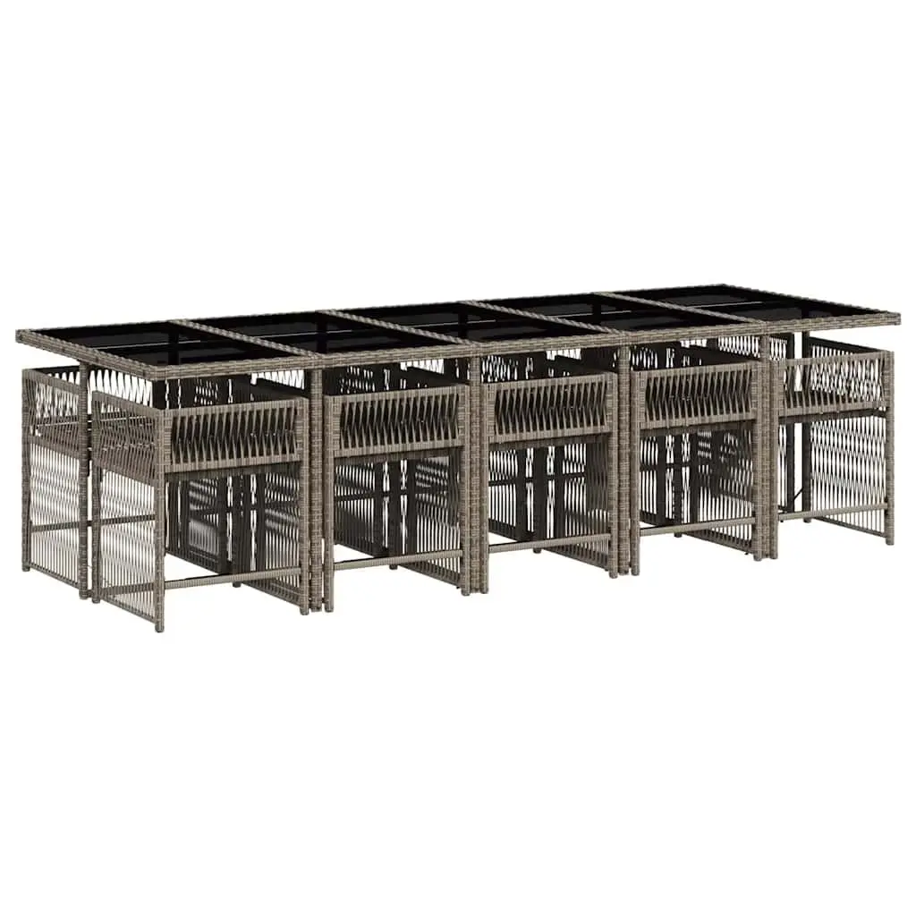 11-Piece Garden Dining Set with Grey Poly Rattan