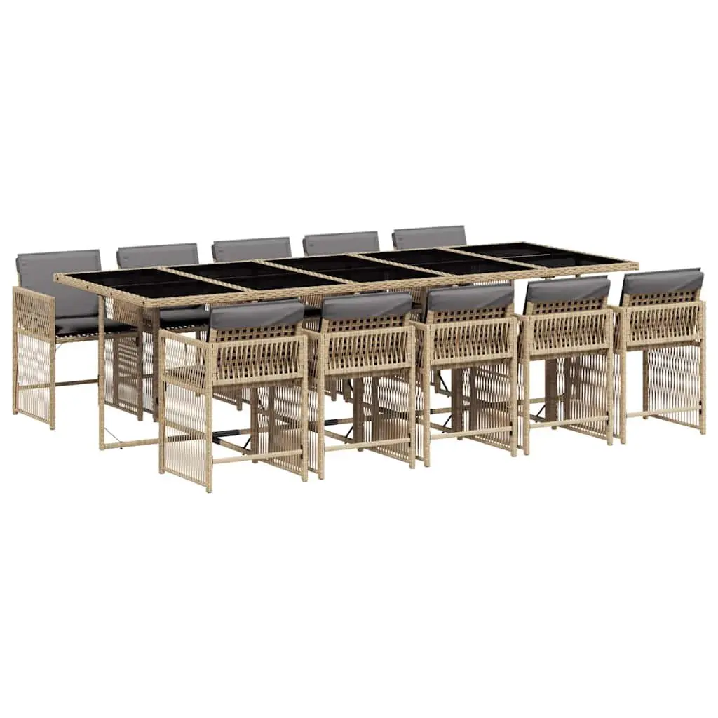 11 Piece Garden Dining Set with Poly Rattan Chairs