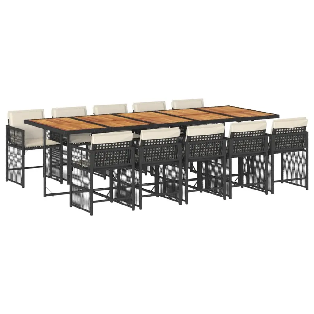 Outdoor Dining Set Poly Rattan 11 Piece Black Garden Furniture