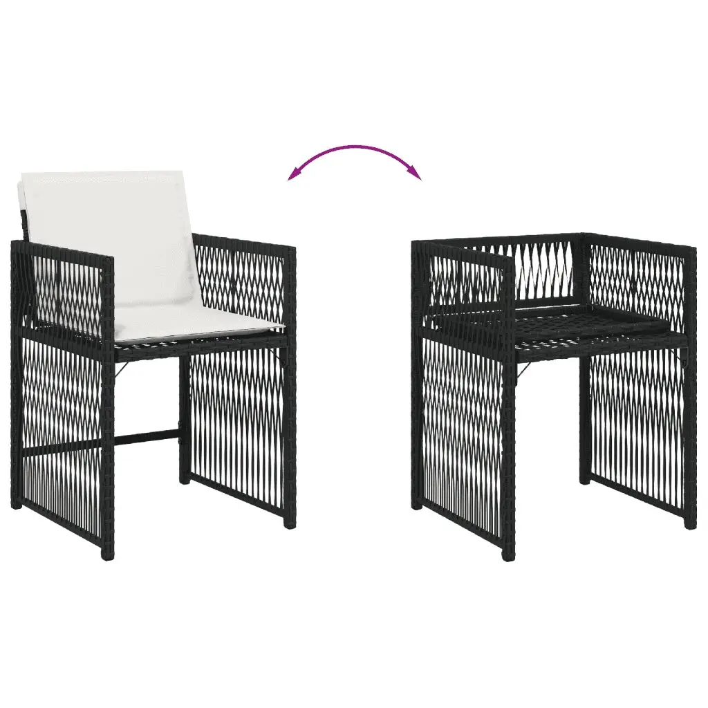 Garden Dining Set PE Rattan 13 Piece Black Outdoor Furniture with Cushions