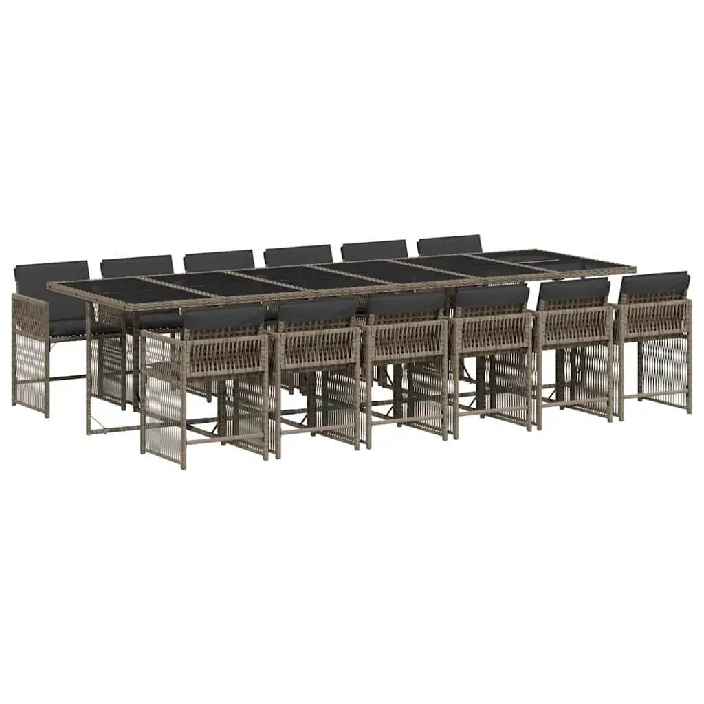 Outdoor 13-Piece Dining Set with Grey Poly Rattan