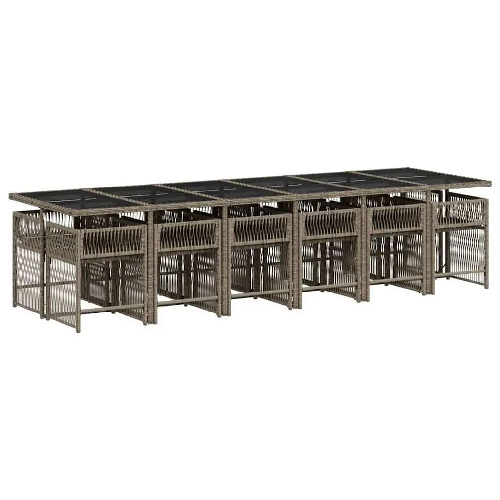 Outdoor 13-Piece Dining Set with Grey Poly Rattan
