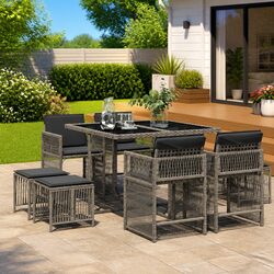 Durable 9 Piece Outdoor Garden Dining Set in Grey