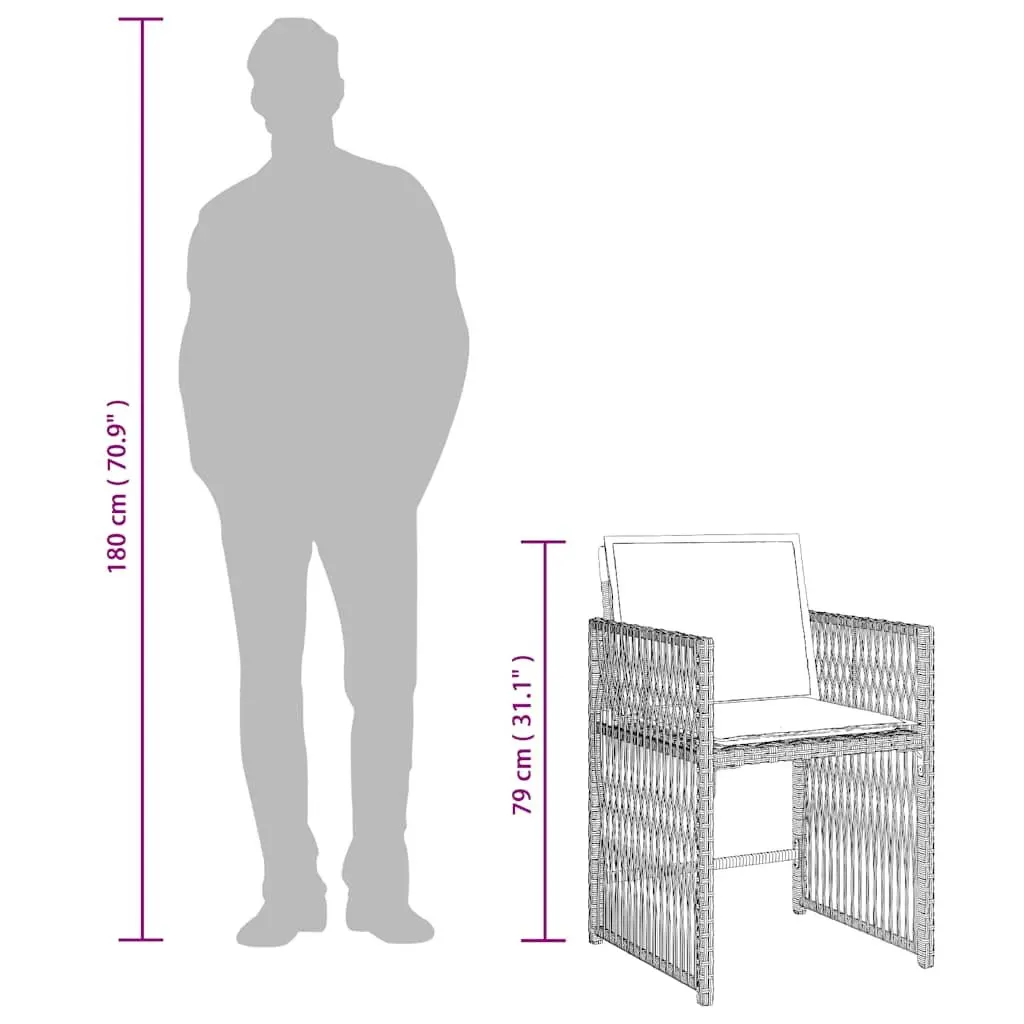 Garden Dining Set 9 Piece Grey Poly Rattan