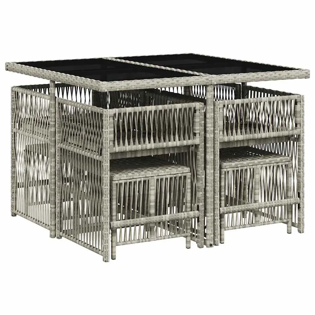 Garden Dining Set 9 Piece Grey Poly Rattan