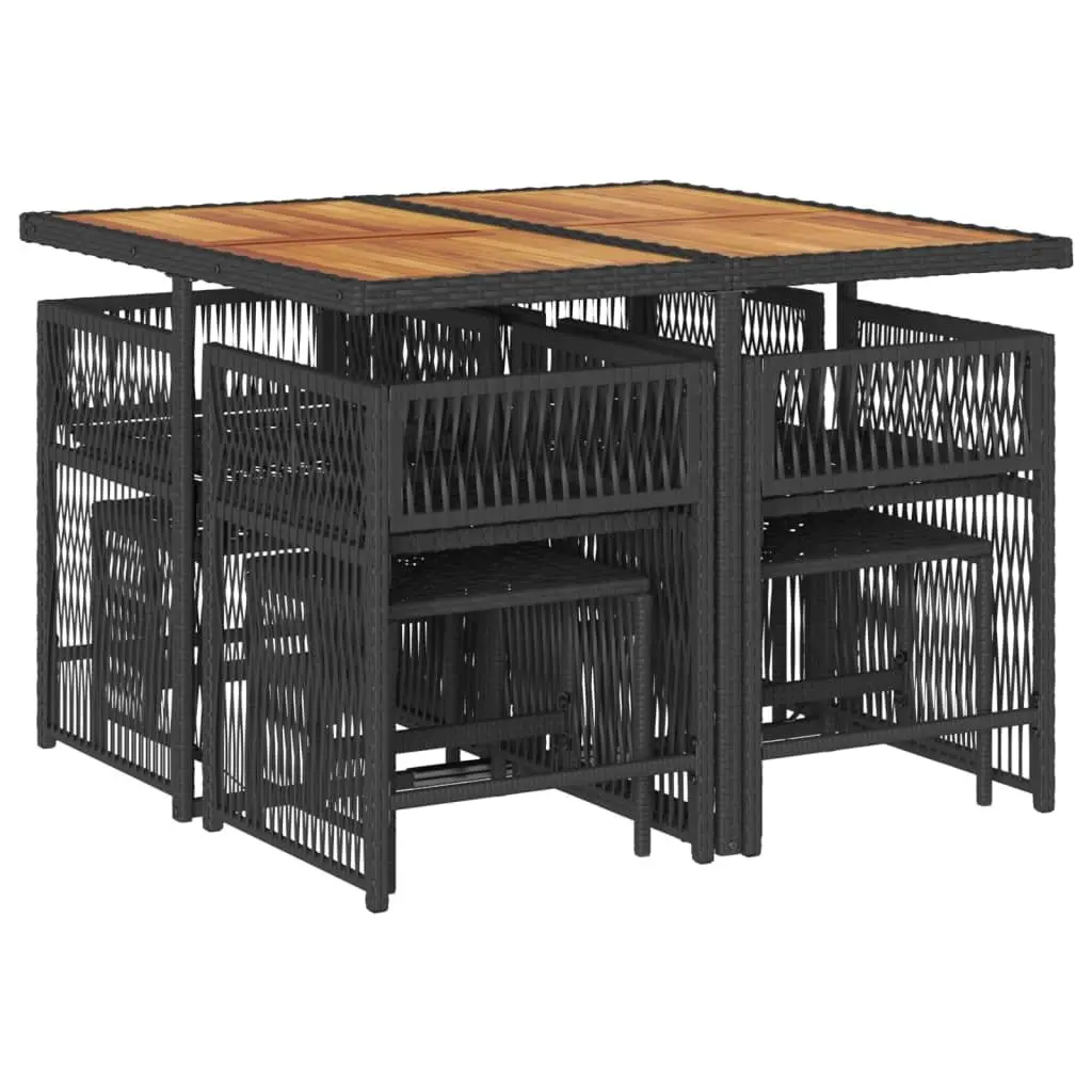 9 Piece Garden Dining Set with Poly Rattan