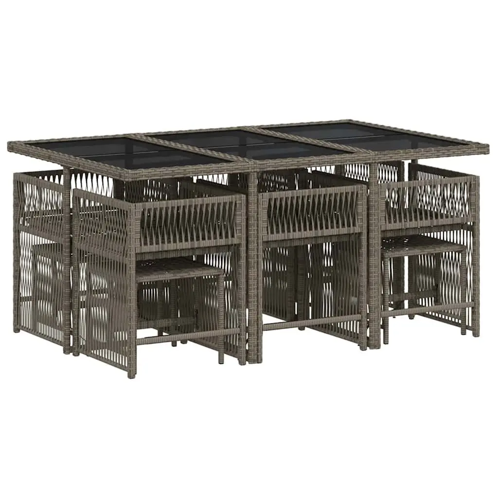 11-Piece Grey Outdoor Dining Set with Cushions