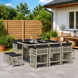 Exceptional 11 Piece Garden Dining Set in Light Grey
