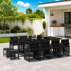 Premium 13 Piece Outdoor Dining Set with Rattan Chairs