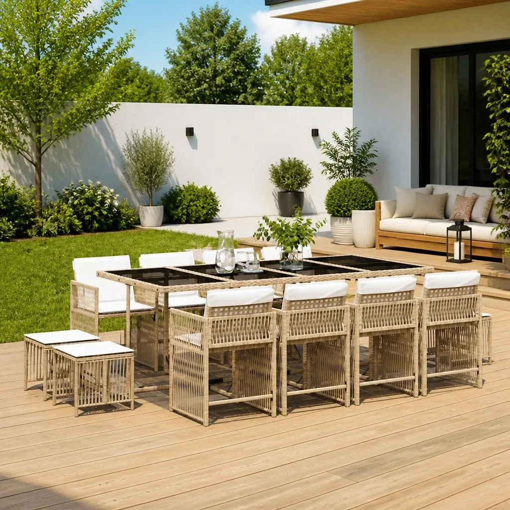 13-Piece Garden Dining Set with Cushions