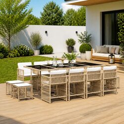 Durable 13-Piece Garden Dining Set with Cushions
