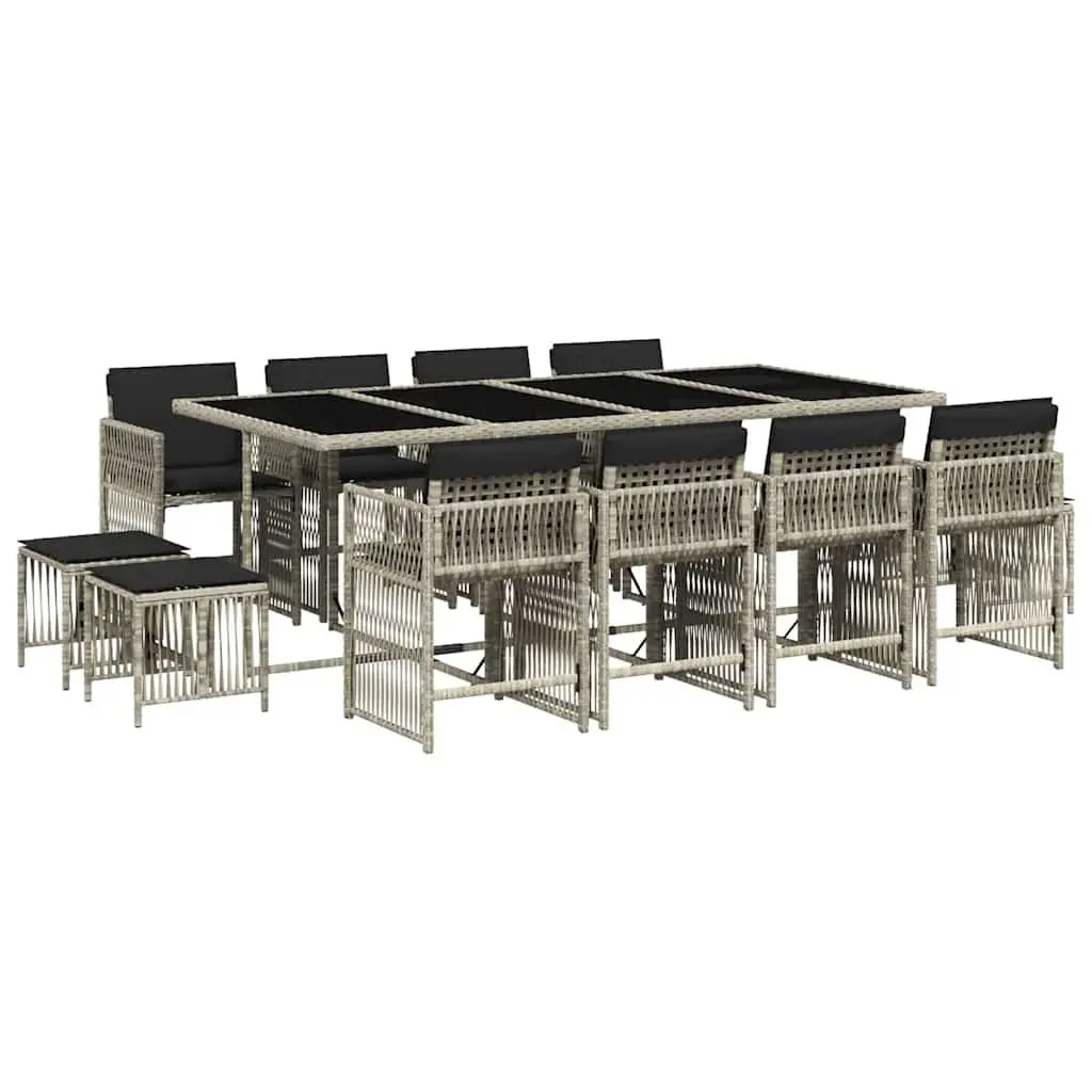 Grey Poly Rattan 13-Piece Outdoor Dining Set