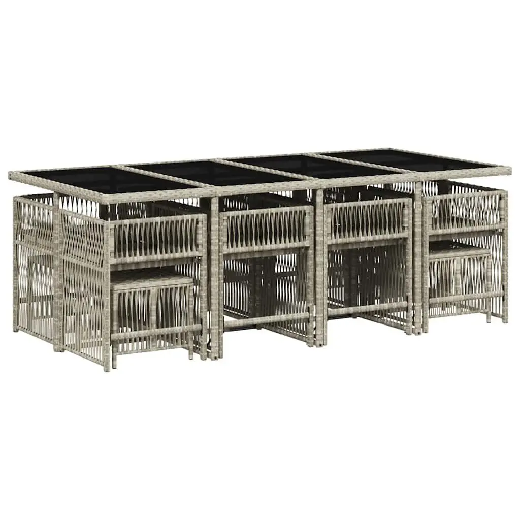 Grey Poly Rattan 13-Piece Outdoor Dining Set