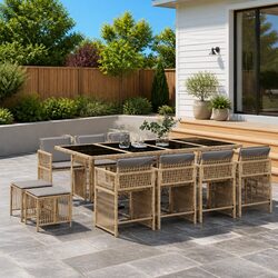 Premium 13-Piece Garden Dining Set with Beige Cushions