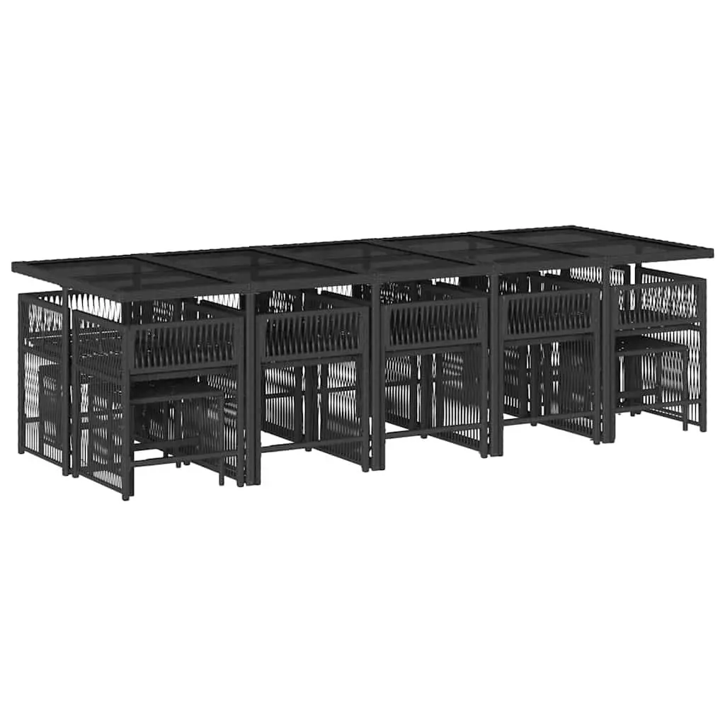 15-Piece Garden Dining Set with Black PE Rattan