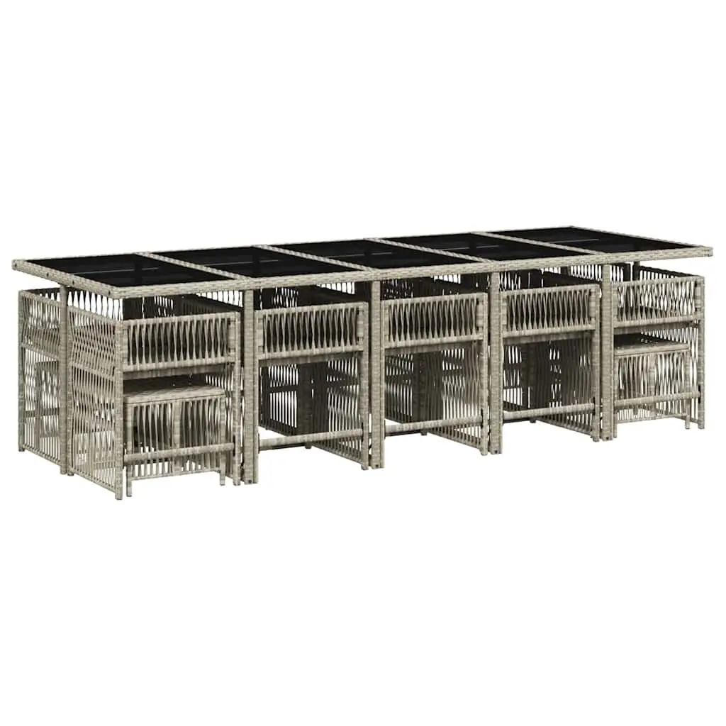 15-Piece Outdoor Dining Set with Grey Rattan