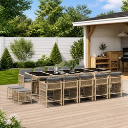 Premium 15-Piece Outdoor Dining Set with Cushions
