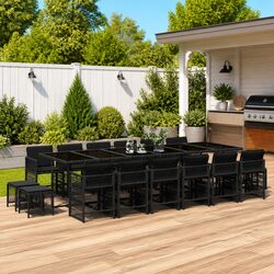 17-Piece Outdoor Dining Set with Durable Black Rattan