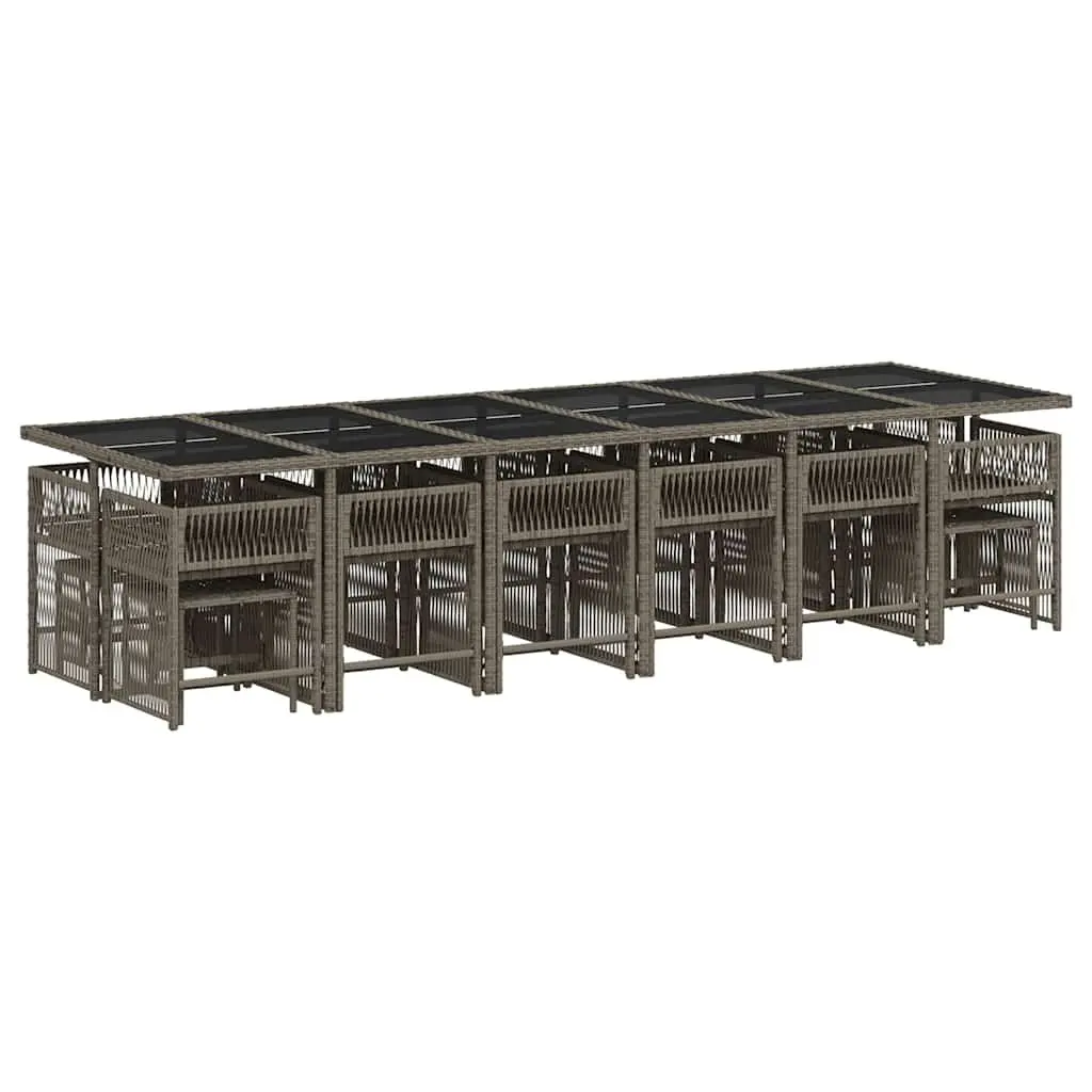 17-Piece Grey Poly Rattan Garden Dining Set