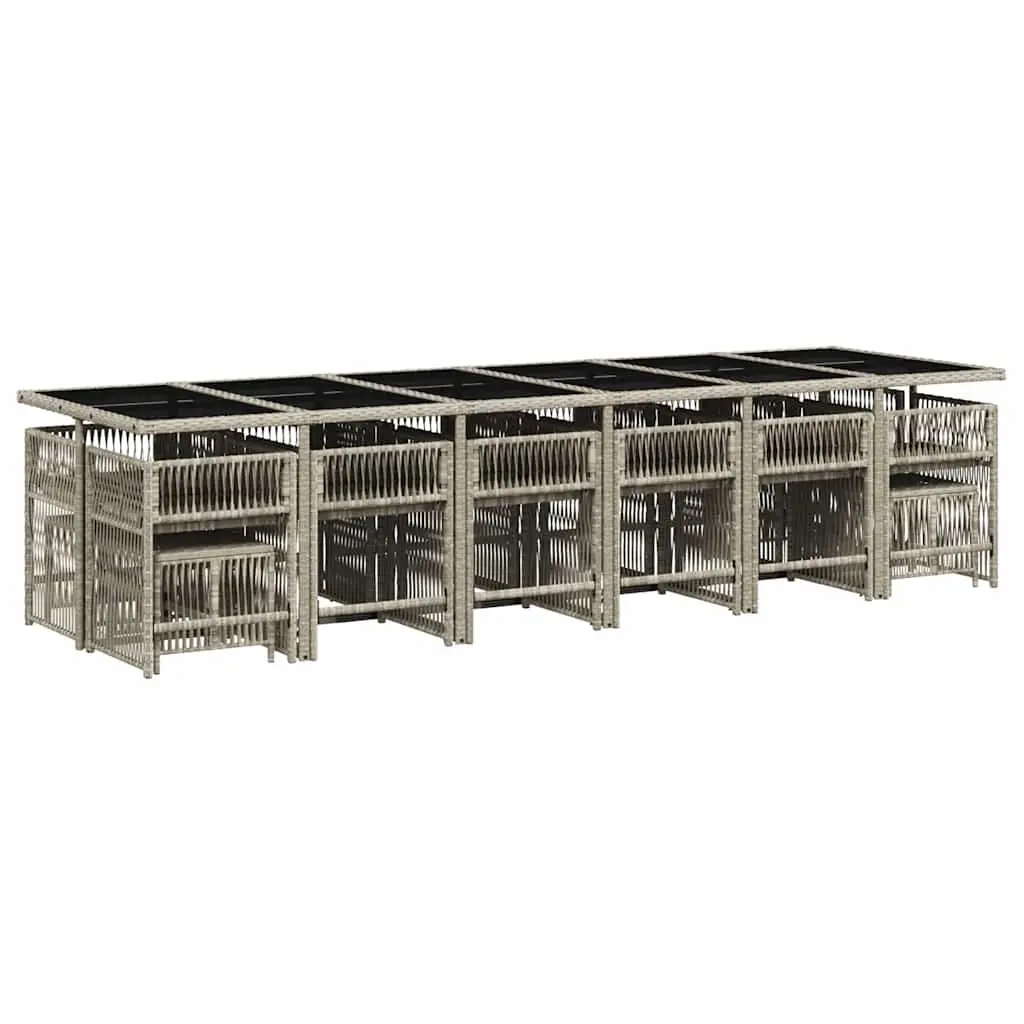 Garden Dining Set PE Rattan 17 Piece Outdoor Furniture Grey with Cushions