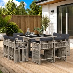 Premium 9 Piece Outdoor Dining Set with Cushions