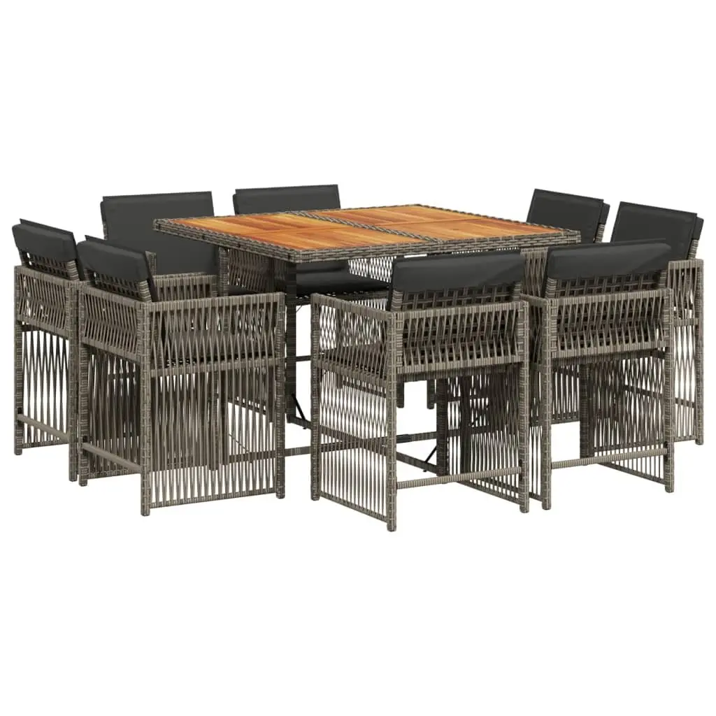Grey Poly Rattan Garden Dining Set for 9