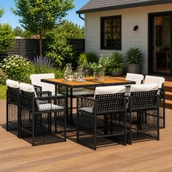 Durable 9 Piece Garden Dining Set with Cushions