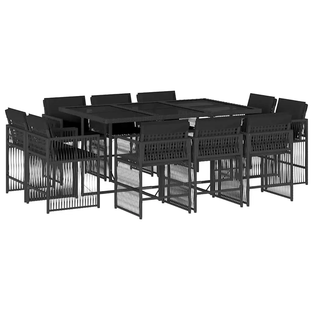 Black Poly Rattan Outdoor Garden Dining Set with Table