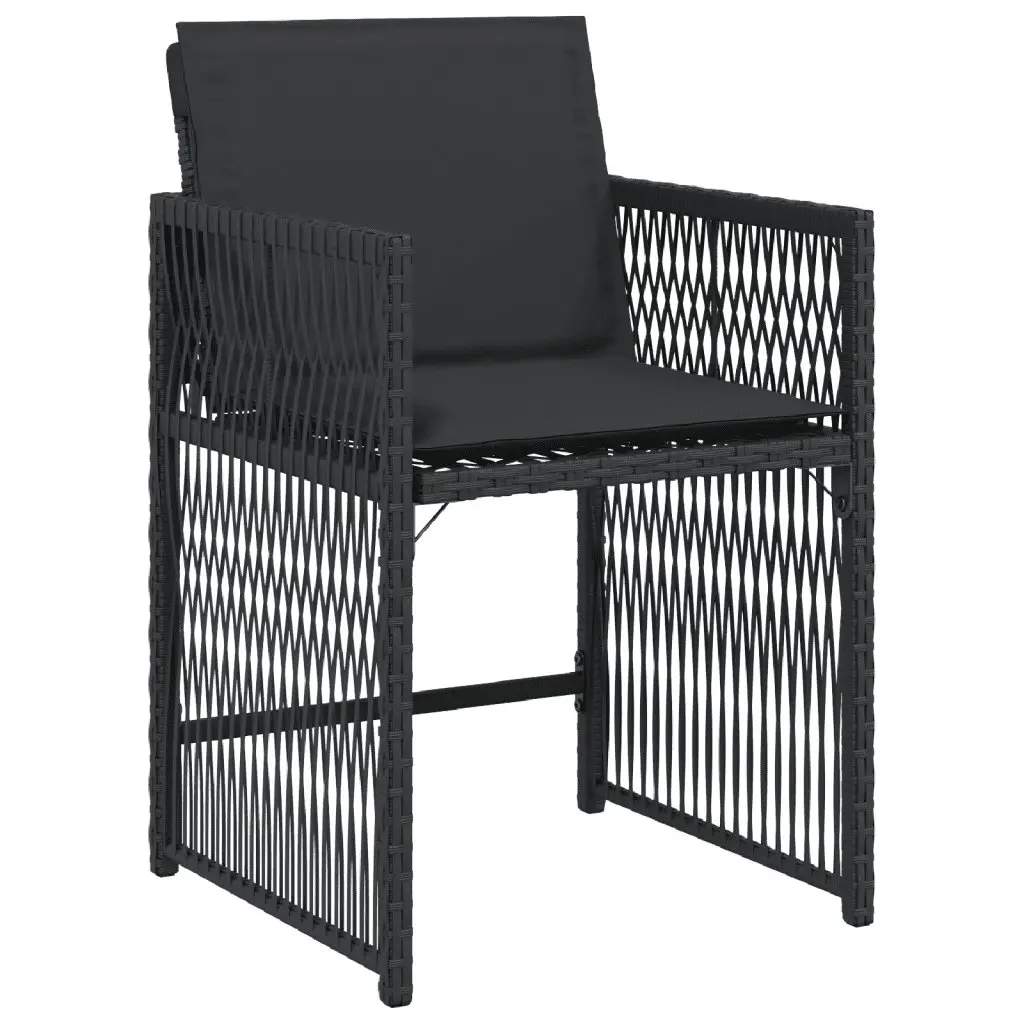 Black Poly Rattan Outdoor Garden Dining Set with Table