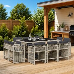 Durable 11-Piece Grey Outdoor Garden Dining Set