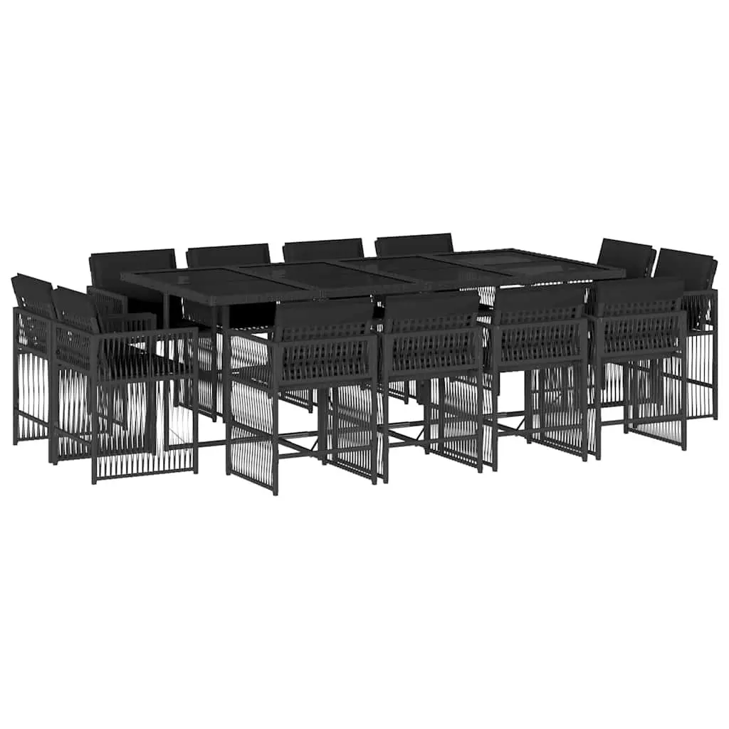 13 Piece Outdoor Dining Set with Rattan Chairs