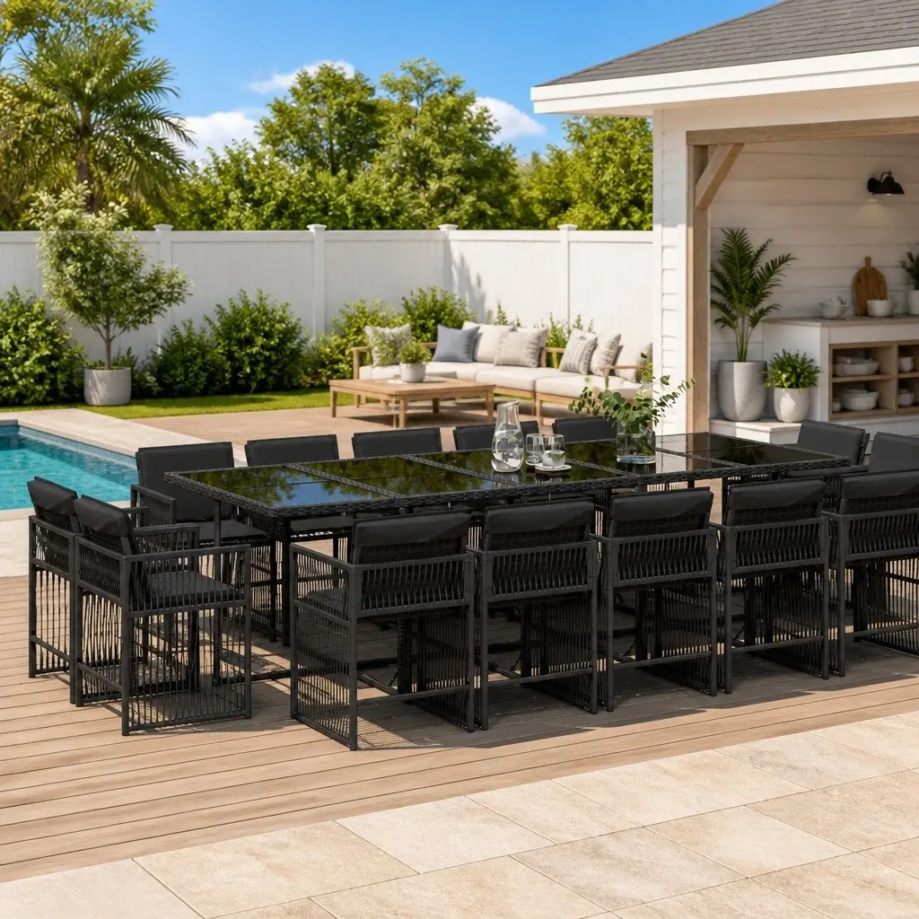 15 Piece Garden Dining Set with Cushions