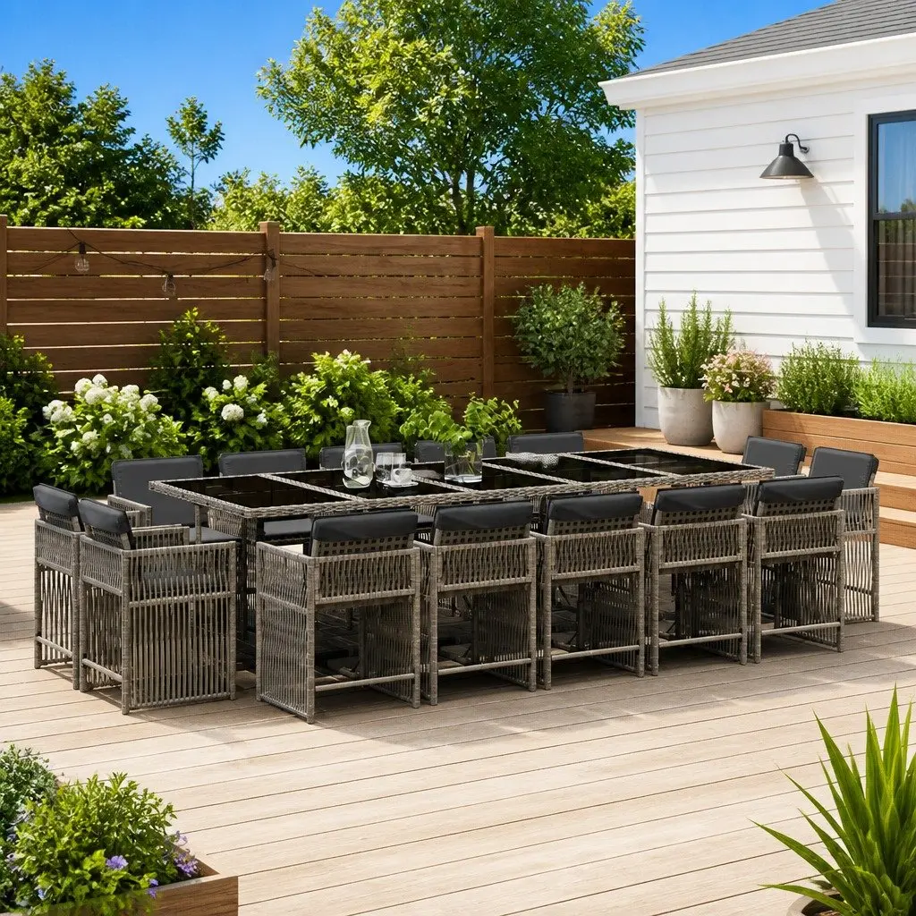 Garden Dining Set 15 Pieces with Cushions