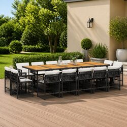 15-Piece Outdoor Dining Set with Durable Rattan Chairs