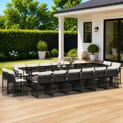 Durable 17 Piece Garden Dining Set with Cushions