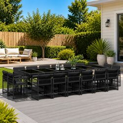 Stylish 17 Piece Black Rattan Garden Dining Set
