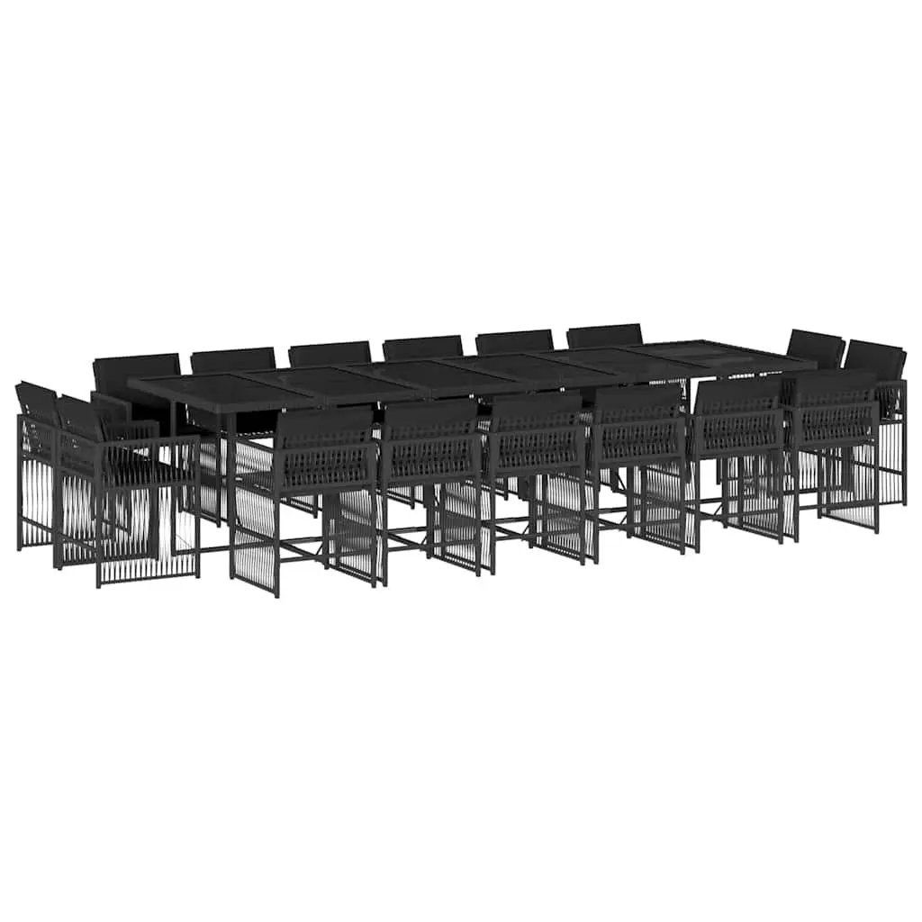 17 Piece Black Rattan Garden Dining Set