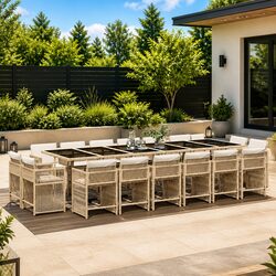 Durable 17-Piece Garden Dining Set with Cushions