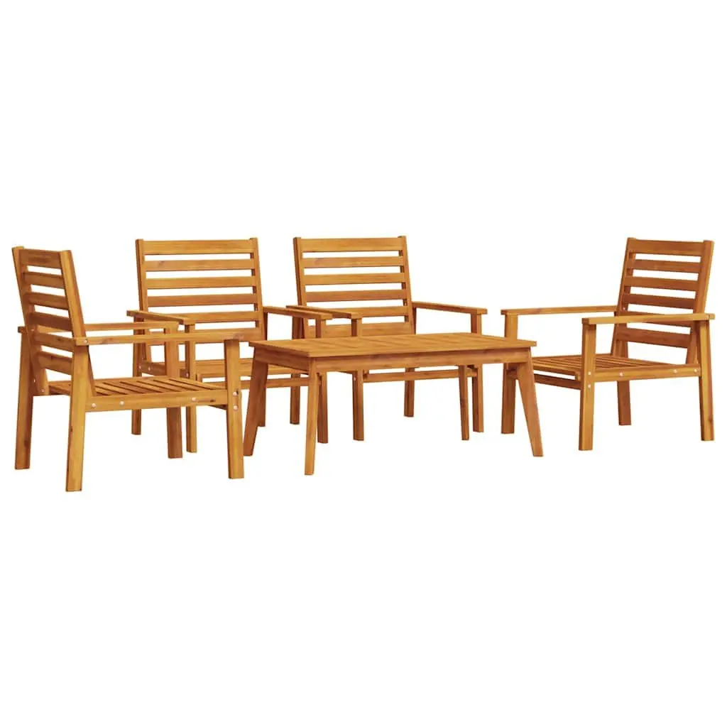 5 Piece Garden Lounge Set Solid Wood Brown