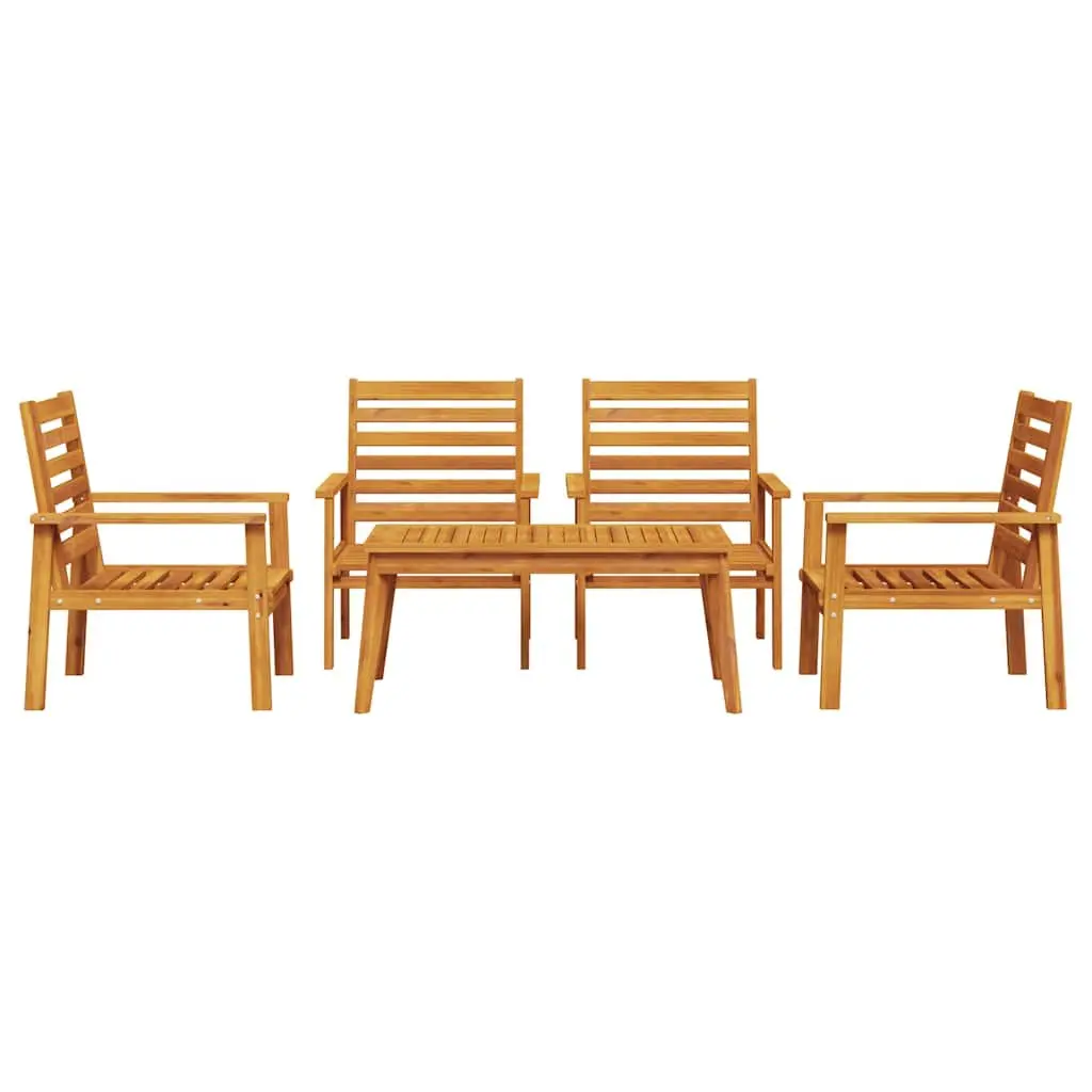 5 Piece Garden Lounge Set Solid Wood Brown