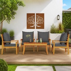 5-Piece Acacia Wood Garden Lounge Set with Cushions