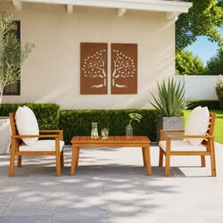 Sturdy 3 Piece Garden Lounge Set with Cushions in Brown