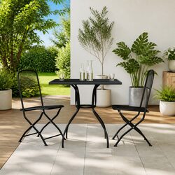 Anthracite Metal Mesh Garden Dining Set 3 Pieces
