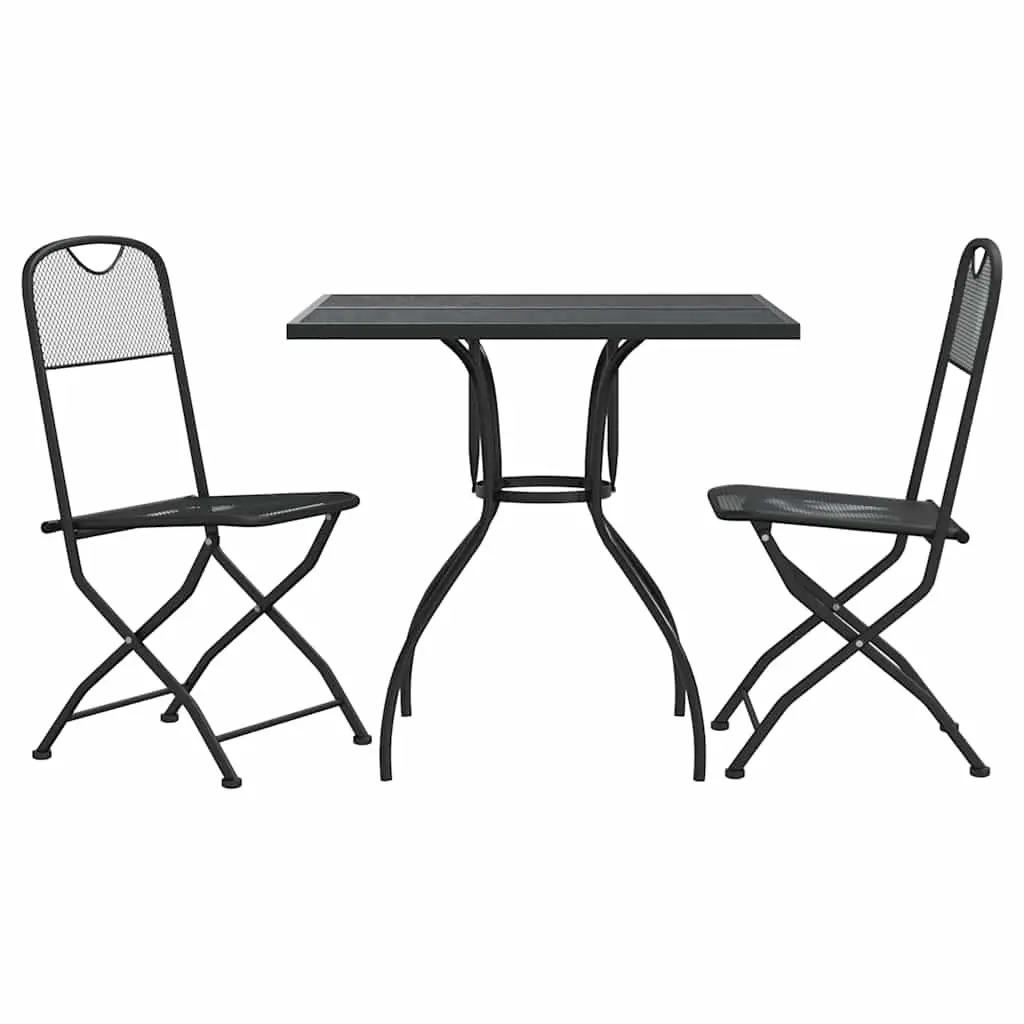 Anthracite Metal Mesh Garden Dining Set 3 Pieces