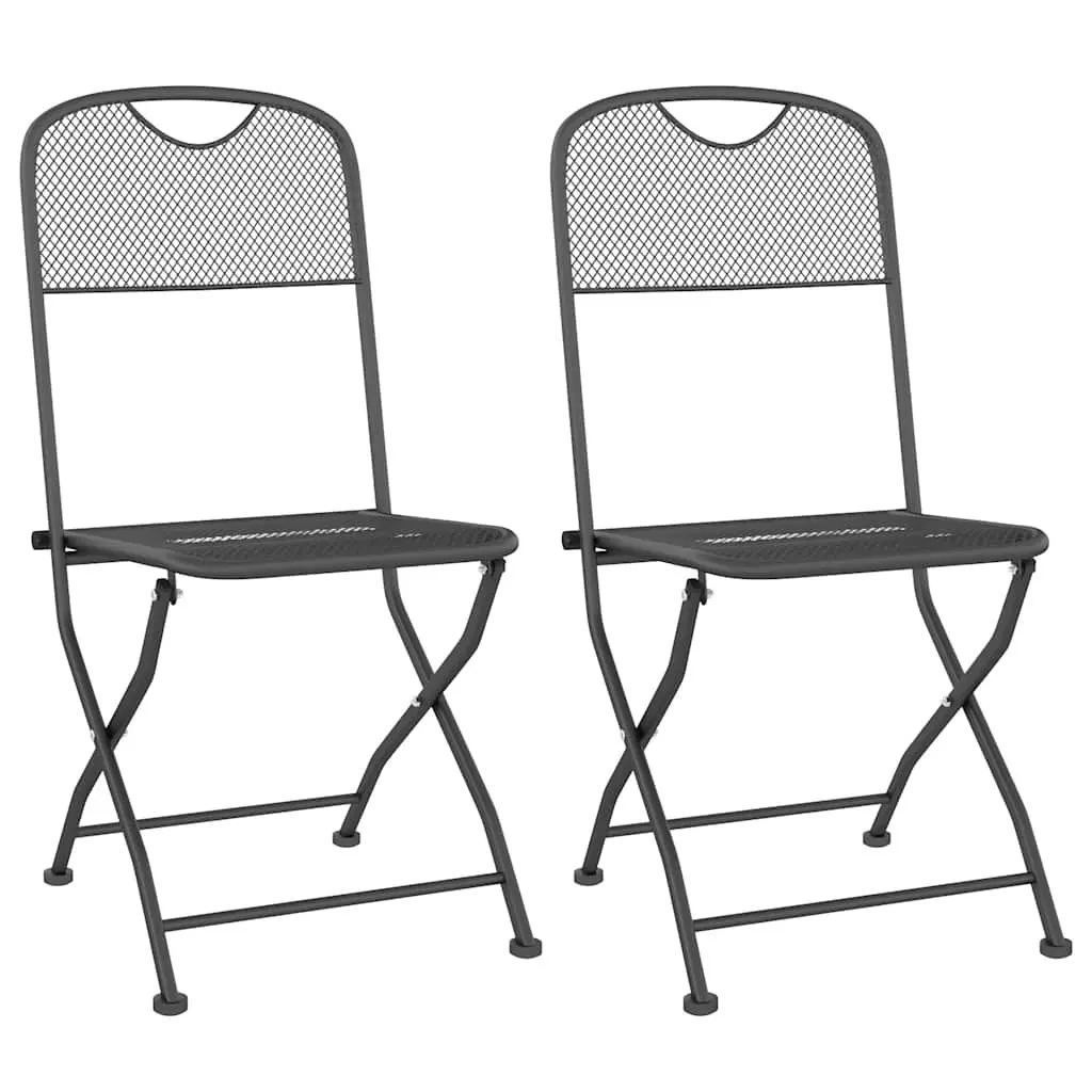 Anthracite Metal Mesh Garden Dining Set 3 Pieces