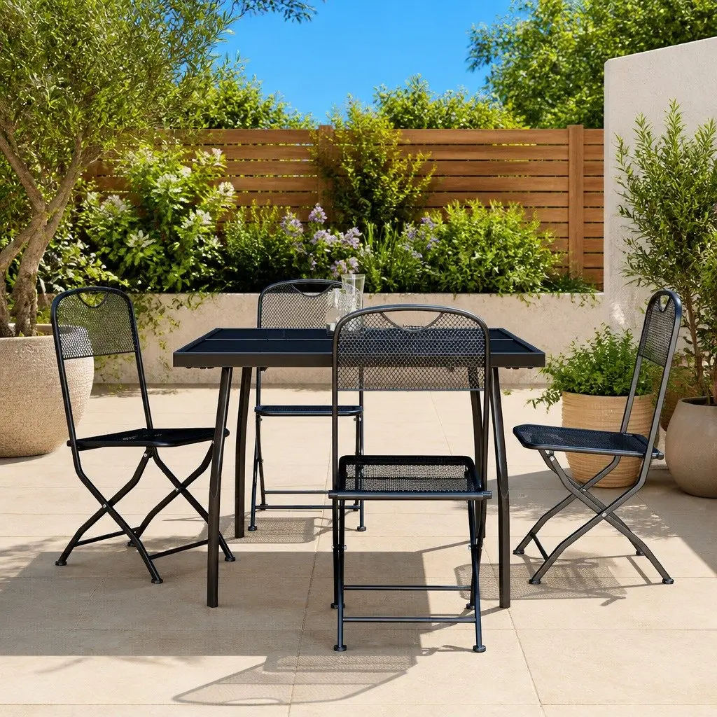 Garden Dining Set Metal Mesh 5 Piece Anthracite Outdoor Furniture