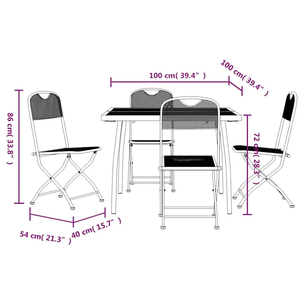 Garden Dining Set Metal Mesh 5 Piece Anthracite Outdoor Furniture