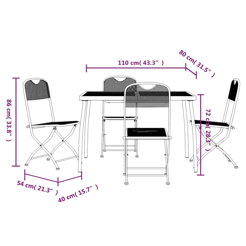 5-Piece Anthracite Garden Dining Set